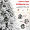 Snow-frosted branches of a 6 ft pre-lit Christmas tree with warm white LED lights, perfect for festive home decoration.