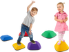Colorful kids' stepping stones for balance training, supporting up to 177 lbs, ideal for indoor and outdoor play.