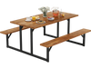 6-Person Acacia Wood Picnic Table with 2 Built-In Benches