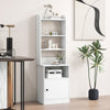 6-Tier Bookshelf Nightstand with Charging Station and Cabinet-White - Gallery View 1 of 9