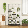 6-Tier Tall Plant Stand 71 Inch Metal Indoor Plant Shelf with 10 Hanging Hooks-Black - Gallery View 1 of 9