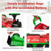 Green 6V electric kids ride-on toy train with pre-assembled battery, featuring simple installation steps for fun.