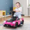 Electric kids ride-on Maserati car in pink with foot pedal, LED lights, and steering wheel for fun driving experience.