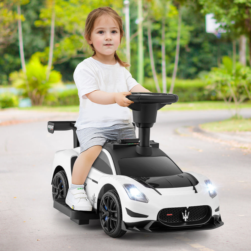 6V Electric Kids Ride on Push Car Maserati Licensed with Foot Pedal and Music-White - Gallery View 1 of 10