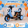 Blue 6V electric ride-on motorcycle for kids aged 3-5 years, featuring LED headlight and multi-terrain wheels for safe fun.