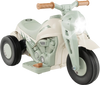 Kids electric ride-on motorcycle in beige with bubble maker, music function, and LED headlight for safe fun.