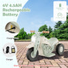 Kids electric ride-on motorcycle in beige with bubble maker, music, and LED headlight for safe outdoor fun.