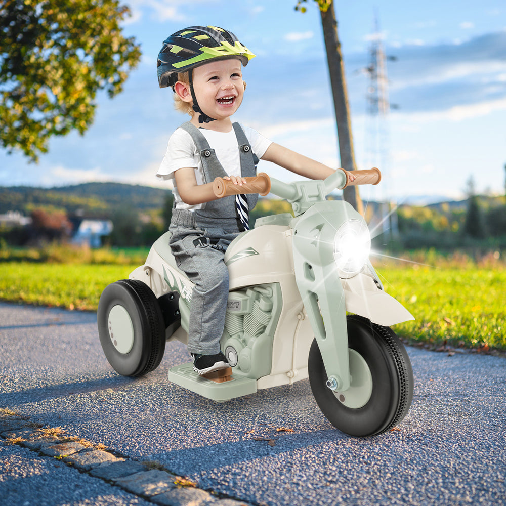 6V Kids Electric Ride on Motorcycle with Bubble Maker and Music-Beige - Gallery View 1 of 11