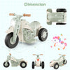 Kids electric ride-on motorcycle in beige with LED headlight, bubble maker, and music function for fun outdoor rides.