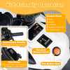 Control panel of the 6V kids motorcycle with horn, music, volume, and one-button start for easy operation.