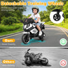 Kids motorcycle with detachable training wheels, LED headlights, and music features for a fun and stable riding.