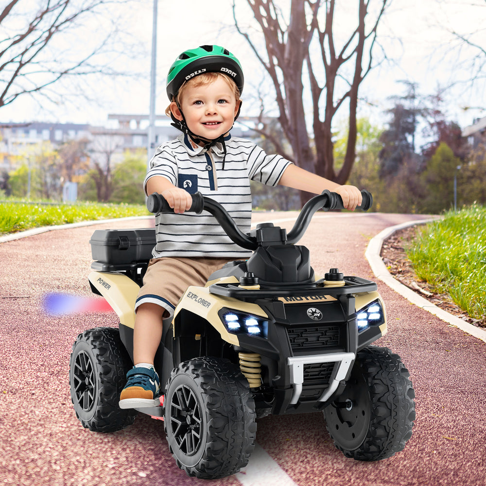 6V Kids Ride On ATV with Spray Function and Storage Box with Music-Khaki - Gallery View 1 of 9