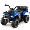 Blue 6V kids ride-on ATV with spray function, storage box, and music, designed for safe, fun outdoor adventures.