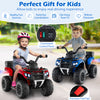 Kids ride-on ATV in blue with spray function, storage box, and music for fun outdoor adventures and active play.
