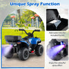 6V kids ride-on ATV in blue with unique spray function, storage box, and music for fun outdoor adventures.