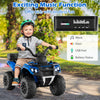 Blue 6V Kids Ride On ATV with music, horn, and spray function, featuring a storage box for endless outdoor fun.