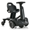 Black 6V kids ride-on drift car with adjustable seat, 360° spin, and safety belt for thrilling adventures.