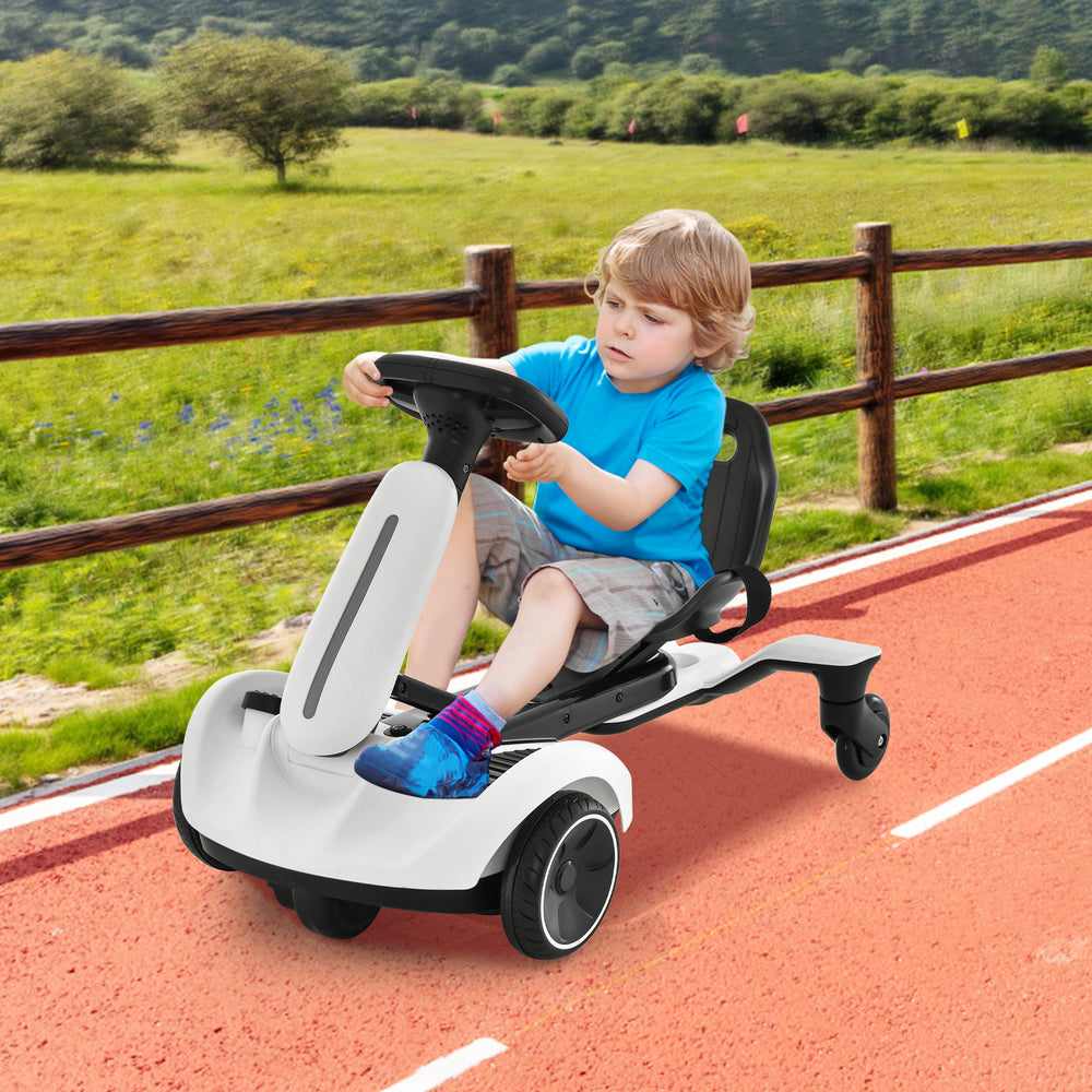 6V Kids Ride on Drift Car with 360° Spin and 2 Adjustable Heights-White - Gallery View 1 of 12