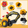 Close-up of the 6V kids ride-on excavator's flexible steering wheel and foot pedal for easy control and realistic.