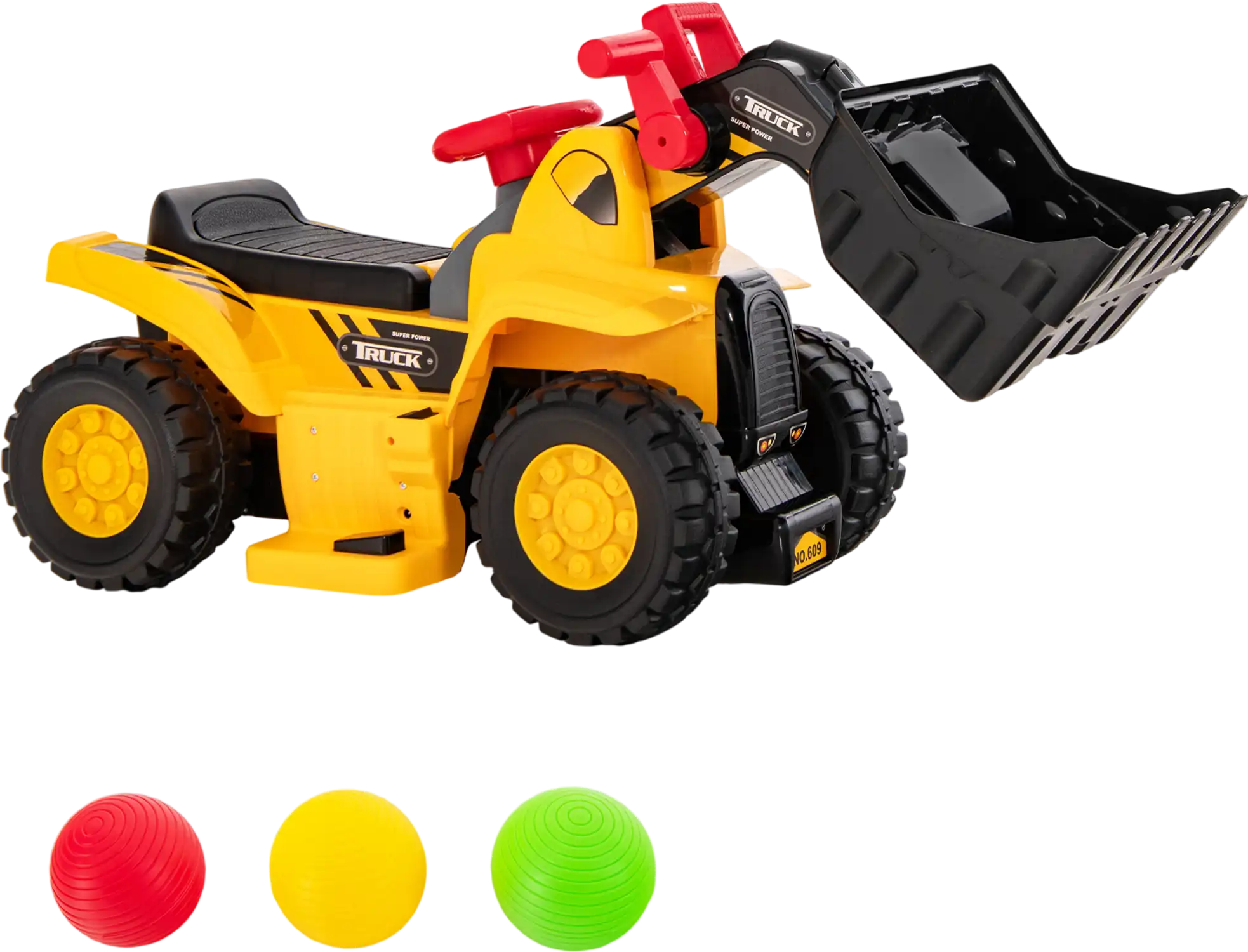 Costway 6V Kids Ride-On Bulldozer Folding Basketball Hoop Balls 219587436 New
