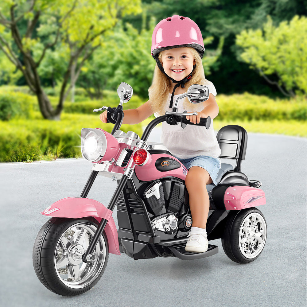 6V Powered Toddler 3-Wheel Motorbike Ride On Toy with Horn and Headlight-Heart Pink - Gallery View 1 of 10
