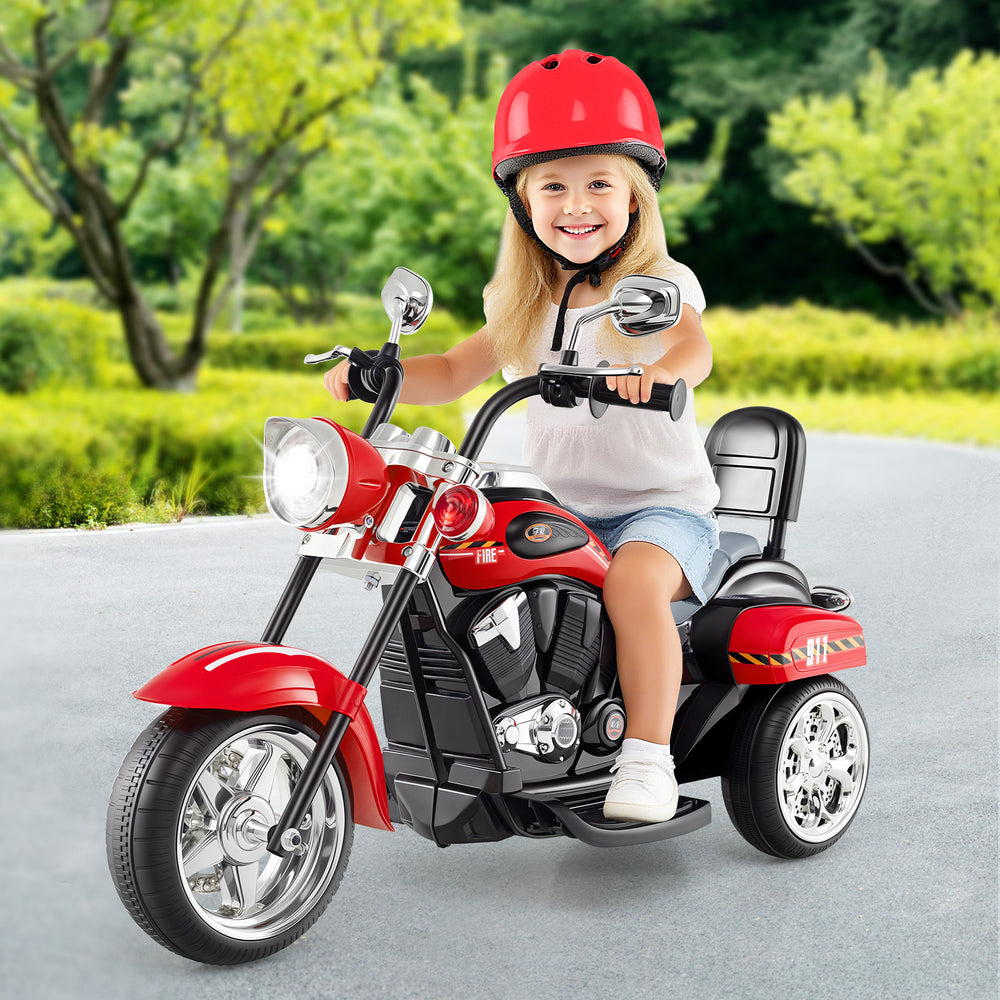 6V Powered Toddler 3-Wheel Motorbike Ride On Toy with Horn and Headlight-Black & Red - Gallery View 1 of 10