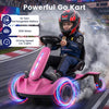 Pink 6V ride-on drift car features glowing wheels, adjustable seat, and 360° drifting for fun outdoor adventures.