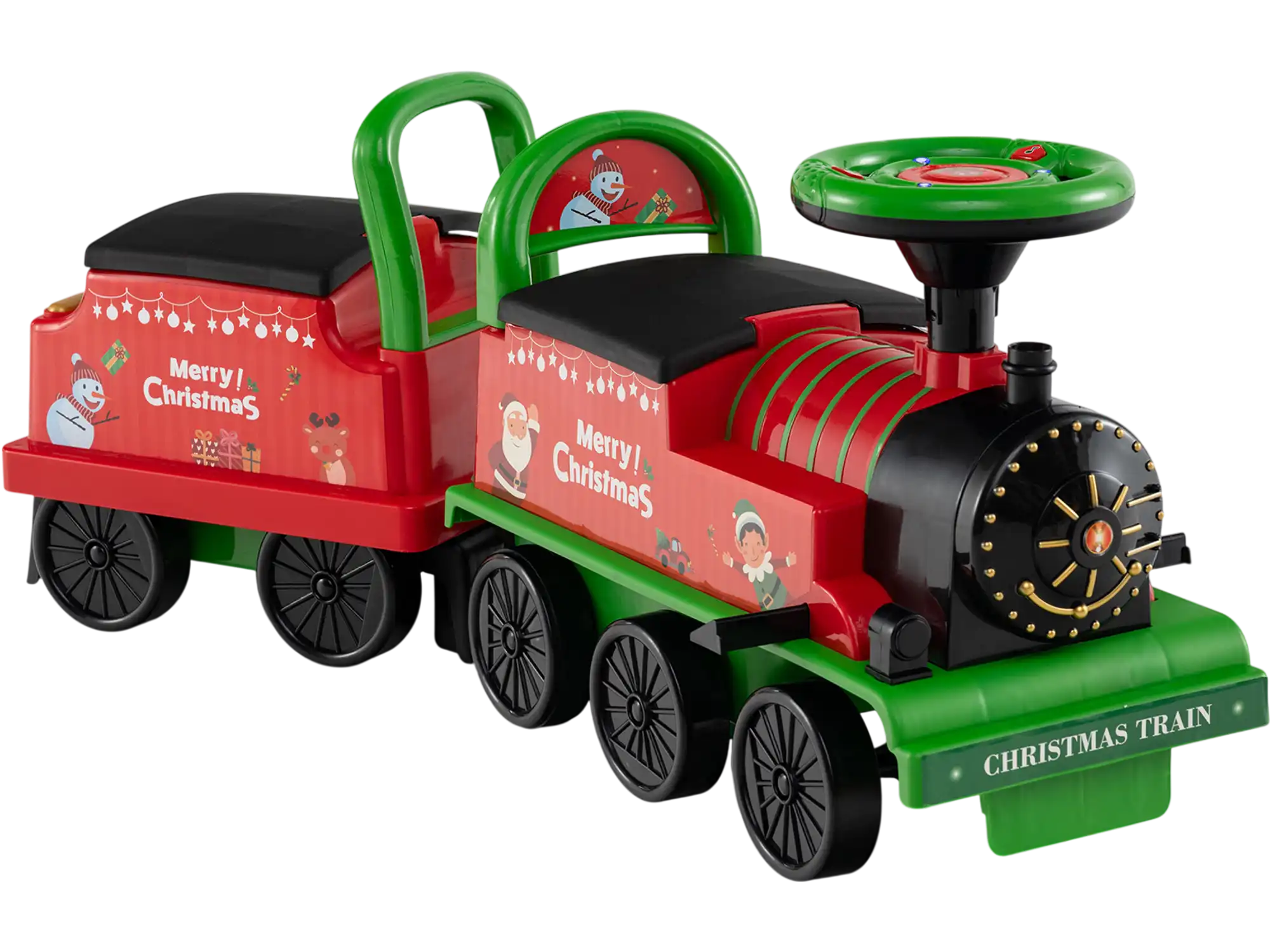 Costway 6V 2-Seater Ride-On Train w/ Carriage & Flashing LED Lights 27232204 New