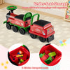 Colorful 6V ride-on train with detachable carriage, under-seat storage, and flashing LED lights for fun playtime.