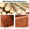 Close-up of wooden decorative planter box showcasing robust fir structure and functional drain holes for outdoor use.