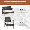 Loveseat sofa from the 4 Pieces Patio Rattan Conversation Set, featuring durable PE rattan and a weight capacity of 710.