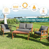 4-piece wooden patio furniture set with cushioned chairs and table, perfect for outdoor or indoor relaxation.