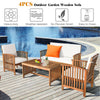 4-piece patio solid wood furniture set in beige with soft cushions, perfect for outdoor relaxation in your garden or.