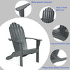 Gray acacia wood Adirondack chair featuring a cozy contoured seat and wide armrest, perfect for outdoor relaxation.