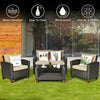 4-piece patio rattan furniture set with cushions, featuring weather-proof PE wicker and ergonomic design for outdoor.