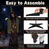 6.2 ft Halloween animated witch decoration features red glowing eyes, swinging arms, and a solid base for easy setup.