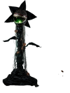 Animated 6.2 ft Halloween man-eater plant features color-changing LEDs, swaying head, and terrifying sounds for spooky decor.
