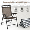 Folding patio chair with breathable fabric and heavy-duty steel frame, ideal for outdoor activities and family.