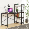 Side view of the 47.5-inch writing desk showcasing the 4-tier shelves and adjustable legs for versatile workspace.