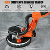 Electric drywall sander with 750W motor, adjustable height, LED light, and automatic vacuum for dust-free sanding.