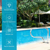 Stainless steel swimming pool handrail with square base, 22" tall, rust-resistant, easy to assemble for safe pool.