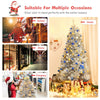 7.5 Ft hinged artificial silver tinsel Christmas tree with 1258 branch tips, perfect for indoor and outdoor holiday.