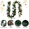 9-foot pre-lit artificial Christmas garland with 50 warm white LED lights, pine cones, and silver ornaments for festive.