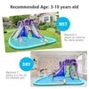 Inflatable water park with a tall slide and pool, featuring octopus design, for wet or dry fun in the backyard.