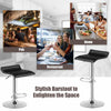 Set of 2 adjustable black PU leather backless bar stools with chrome base, ideal for home or restaurant gatherings.