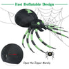 6 feet Halloween inflatable blow-up spider with green accents, made of durable polyester for indoor and outdoor decor.