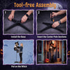 Assembling the 6.3 FT Halloween animatronic witch involves installing the base and inserting the center pole sections.
