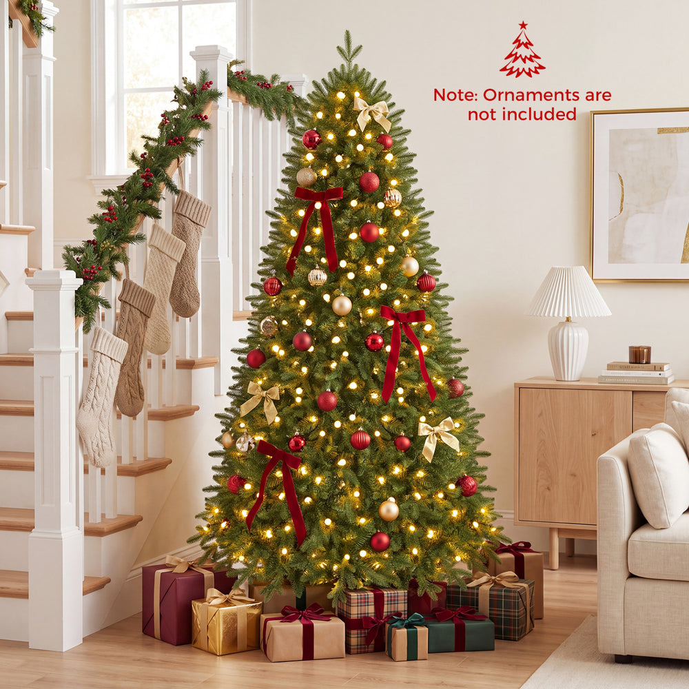 Smart 6.3 FT Christmas tree with 230 RGB LED lights and remote control, perfect for festive holiday decor.