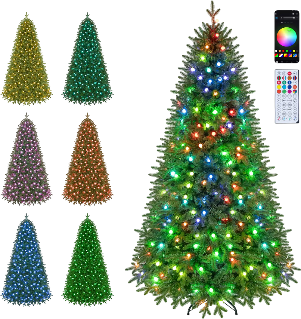 Colorful 6.3 FT smart Christmas tree with 230 RGB LED lights and 42 lighting effects for a magical holiday atmosphere.