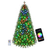 Smart 6.3 FT Christmas tree with 230 RGB LED lights, remote control, and 42 lighting effects for festive ambiance.